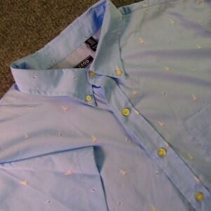 Izod Shirt Mens 3XL Blue Nautical Geometric Abstract Sailboat Print Short Sleeve